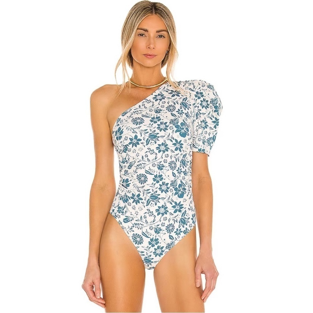 Free People Intimately Teal Floral Somethin' Bout You Bodysuit Size Medium - Picture 1 of 9